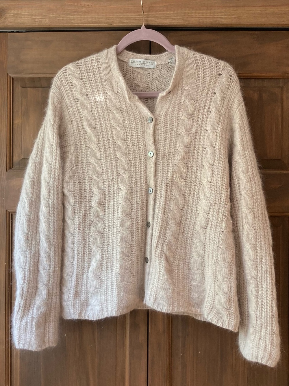 Valerie Stevens Furblend Soft & Furry Button-up Cardigan Large